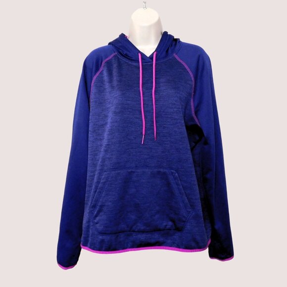 Danskin Now Tops - Danskin Dri Fit Hoodie Sweatshirt Womens XXL Blue Purple Trim Thumb Holes Polyes